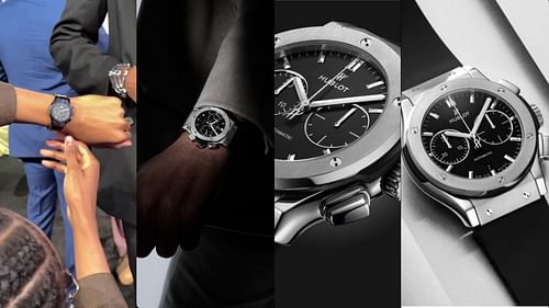 CLASSIC FUSION CHRONOGRAPH TITANIUM 45mm (image credit NBA Instagram (l), Hublot website (other three) 