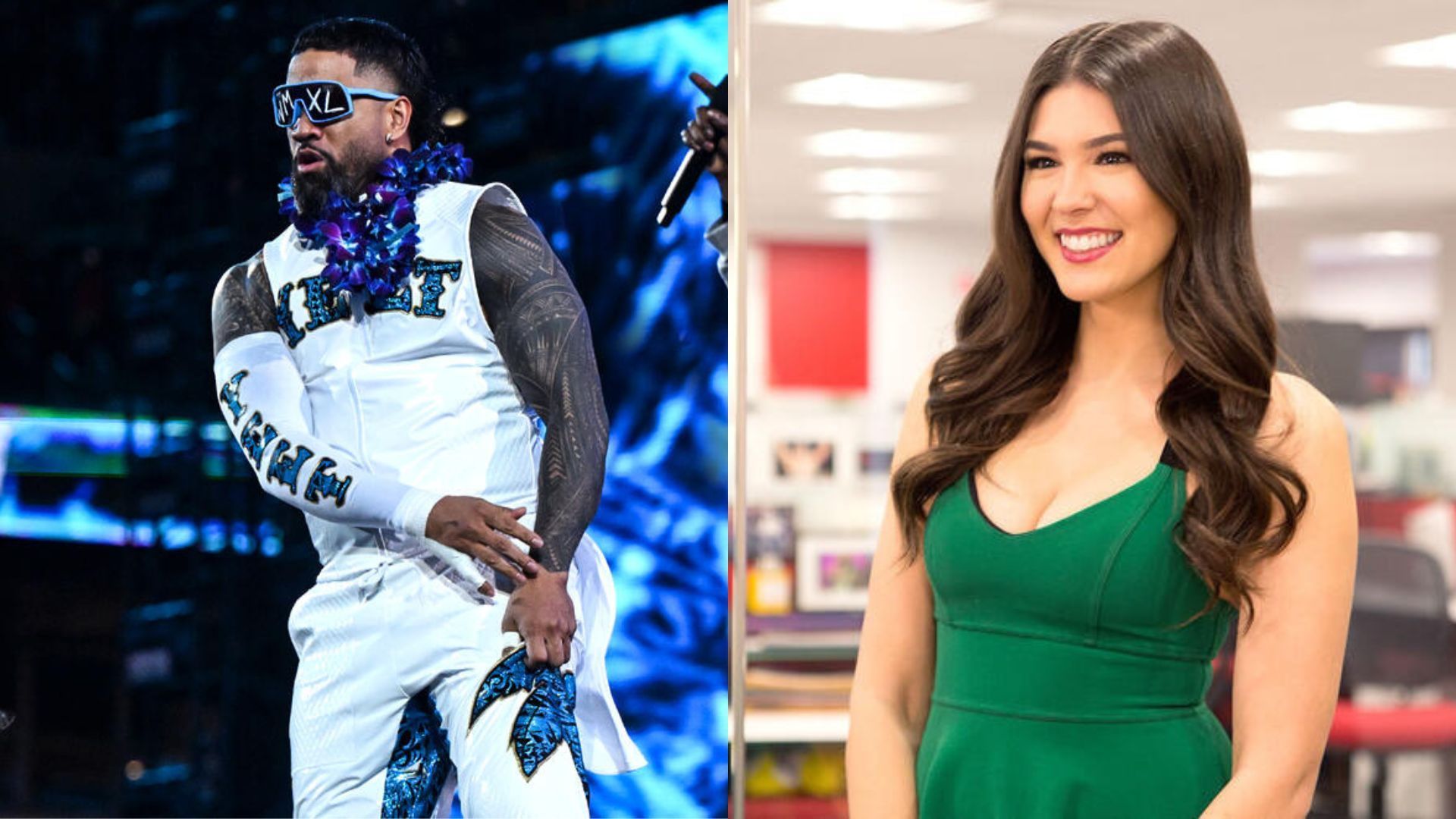 Jey Uso (left) and Cathy Kelley (right) [Image Credits: WWE.com]