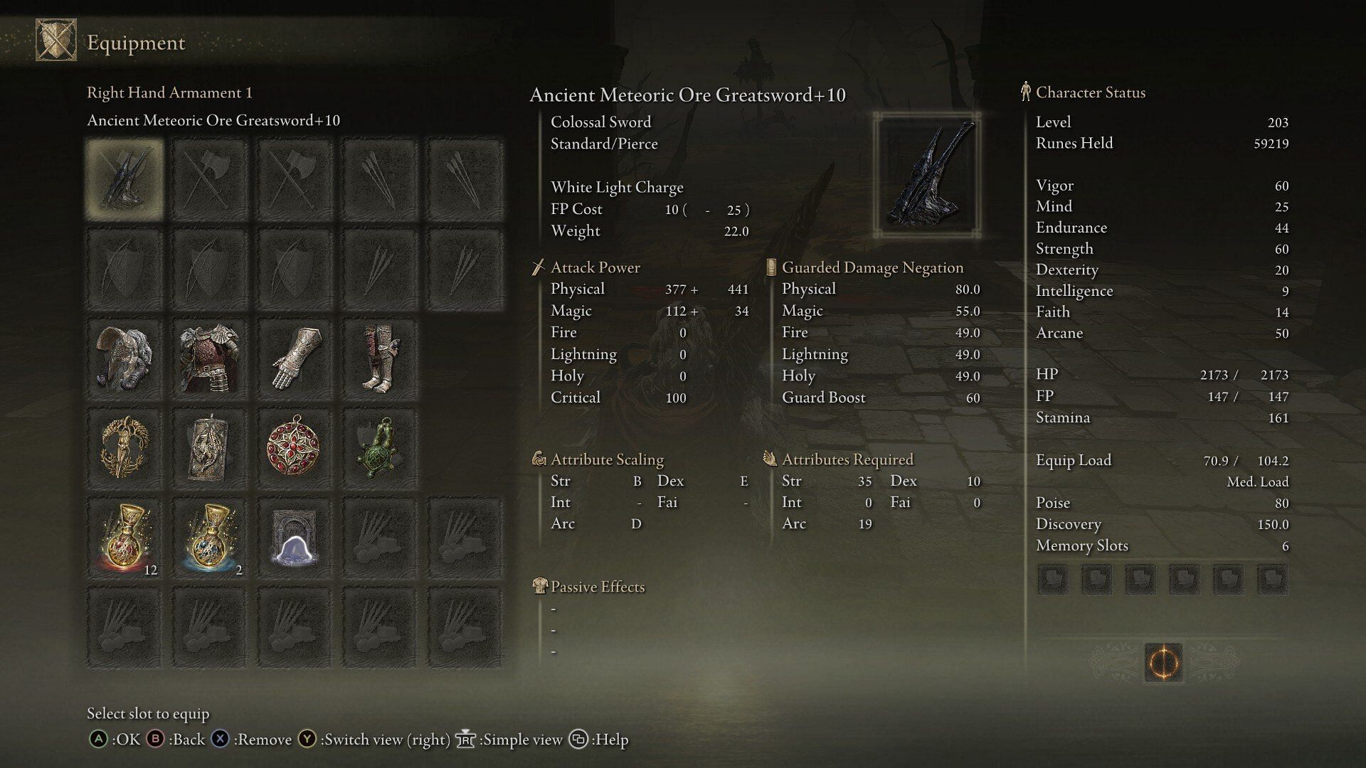 The build I used for the Commander Gaius boss fight in Elden Ring Shadow of the Erdtree (Image via FromSoftware)