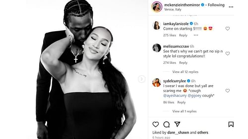 Kayla Nicole and Steph Curry's sister Sydel Curry reacted to Kentavious Caldwell-Pope and his wife McKenzie Caldwell-Pope expecting their fifth baby. [photo: McKenzie Caldwell-Pope, IG]