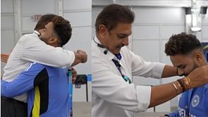 [Watch] Ravi Shastri presents best fielder medal to Rishabh Pant; gives emotional speech after India's thrilling T20 World Cup win over Pakistan
