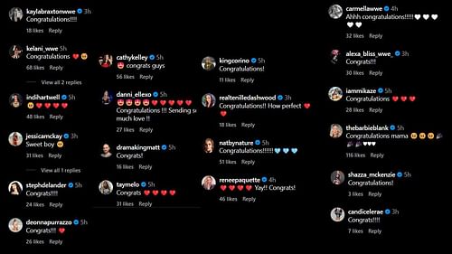 Stars react to Lee's post (via her Instagram)