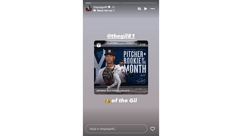 Aaron Judge's Instagram story