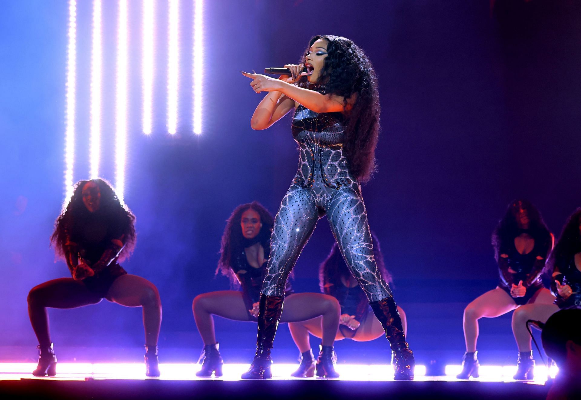 Megan Thee Stallion performs during the Hot Girl Summer Tour at Crypto.com Arena in Los Angeles