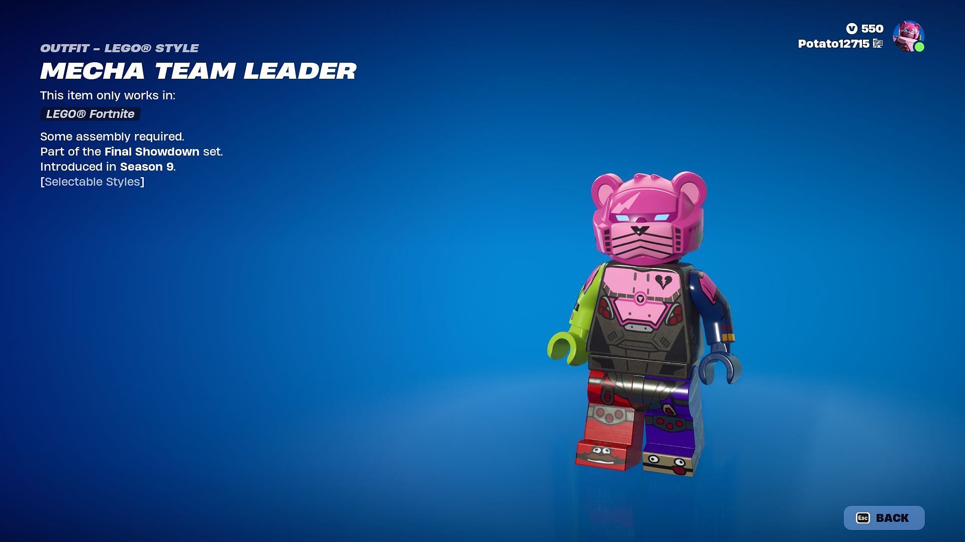 Mecha Team Leader skin in Fortnite cannot be purchased separately (Image via Epic Games)