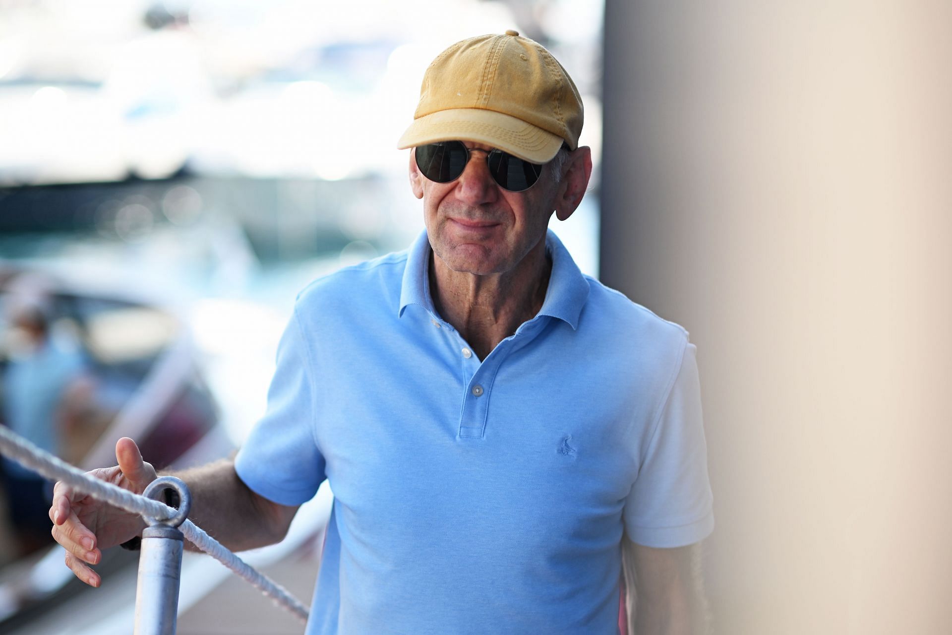 F1 Grand Prix of Monaco - Practice MONTE-CARLO, MONACO - MAY 24: Adrian Newey, the Chief Technical Officer of Oracle Red Bull Racing arrives in the Paddock on a tender before practice ahead of the F1 Grand Prix of Monaco at Circuit de Monaco on May 24, 2024 in Monte-Carlo, Monaco. (Photo by Rudy Carezzevoli/Getty Images)