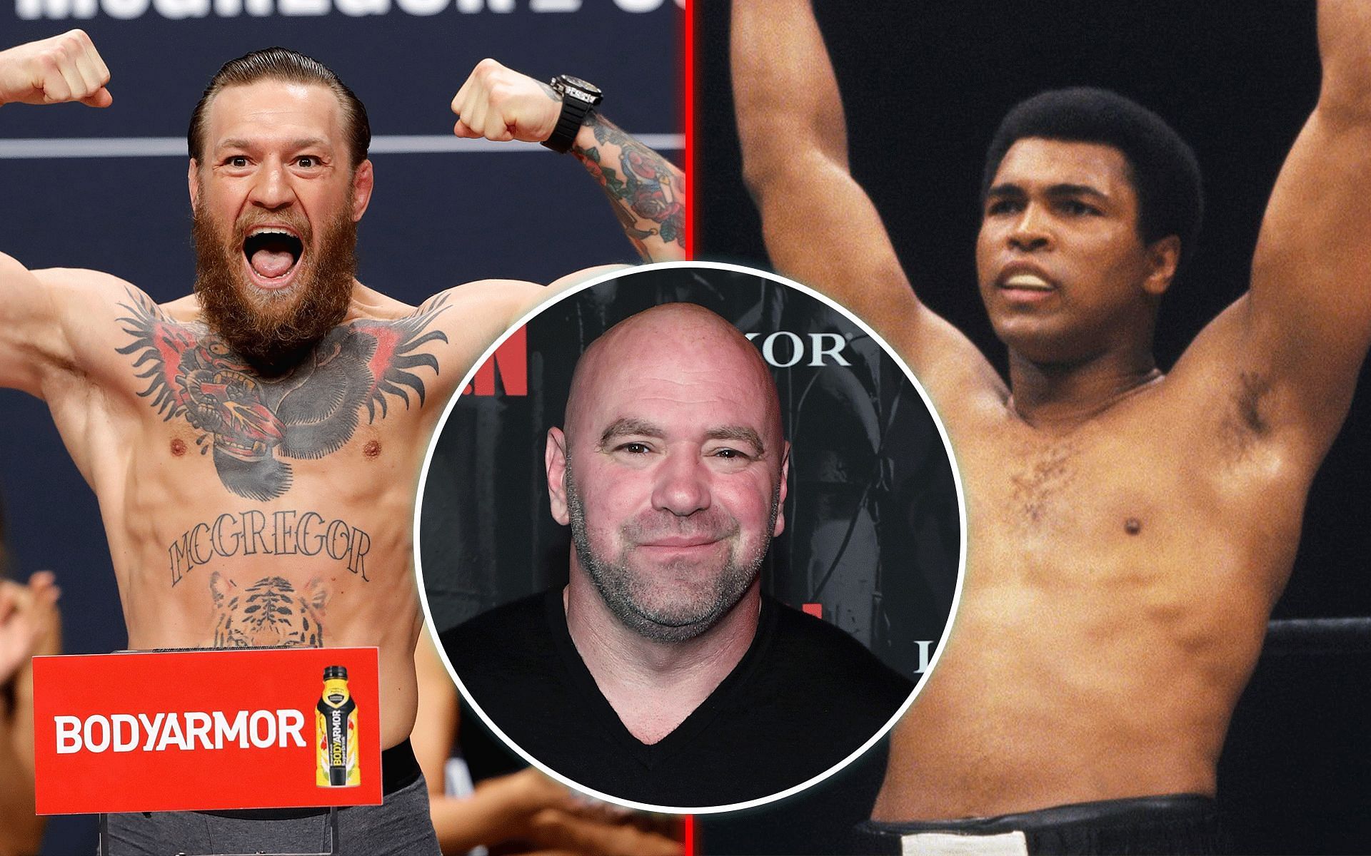 Dana White (inset) compares Conor McGregor (left) to Muhammad Ali (right) [Images courtesy: @muhammadali on Instagram and Getty]