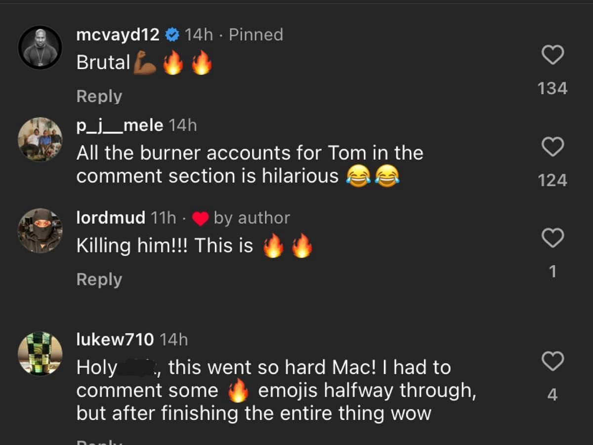 Fan reaction to Mac&#039;s diss track on Tom MacDonald (Image via Instagram/ @maclethal)