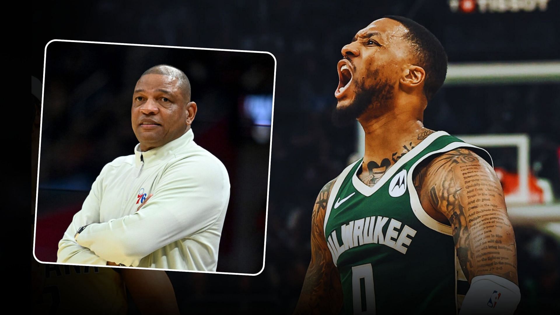 NBA fans slam Bucks coach for throwing Damian Lillard under the bus for his conditioning ahead of training camp. (Photos from NBA.com)