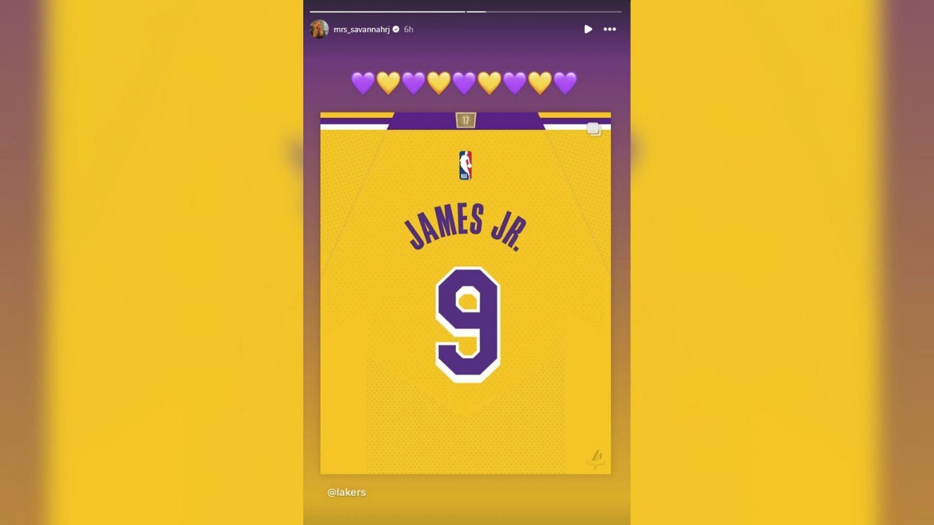 Savannah James shows love for Bronny&#039;s new #9 Lakers jersey
