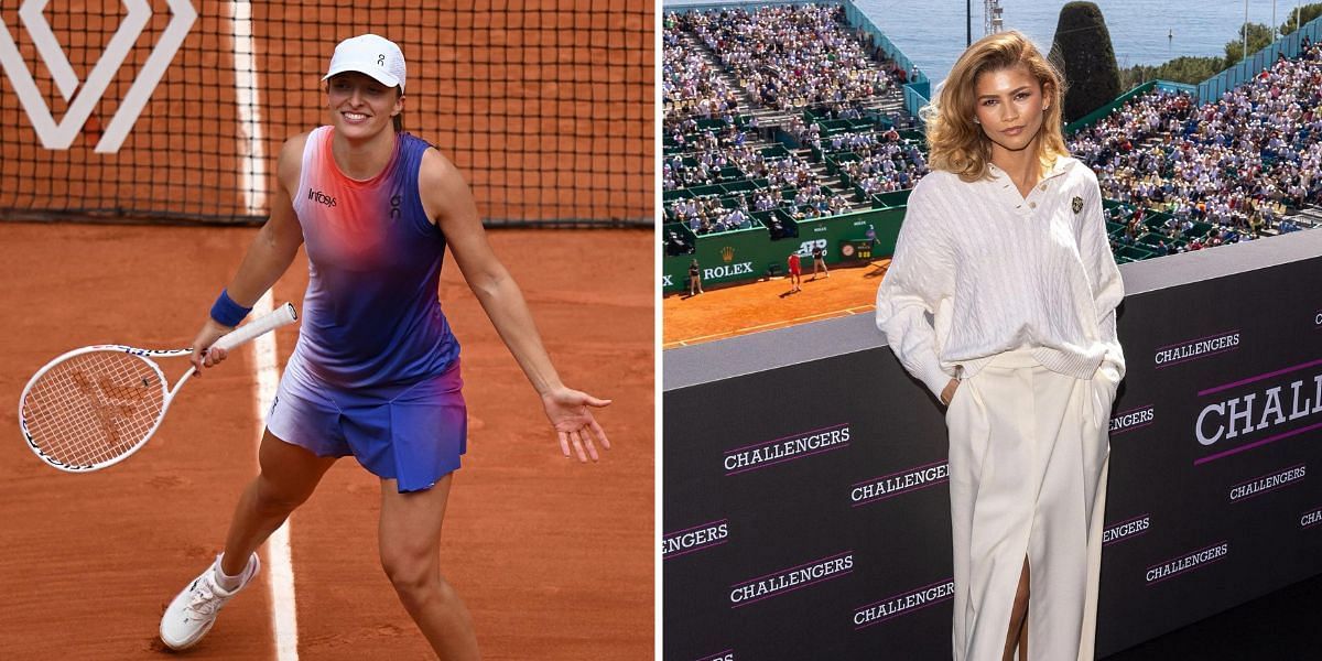 Iga Swiatek during the French Open 2024 (L) Zendaya (R)