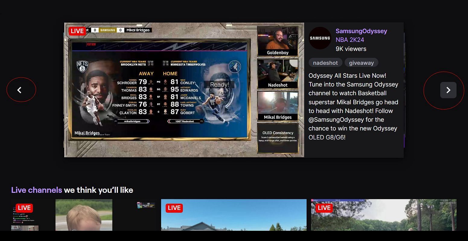 The sliding tools on the main page (Image via Twitch.tv)