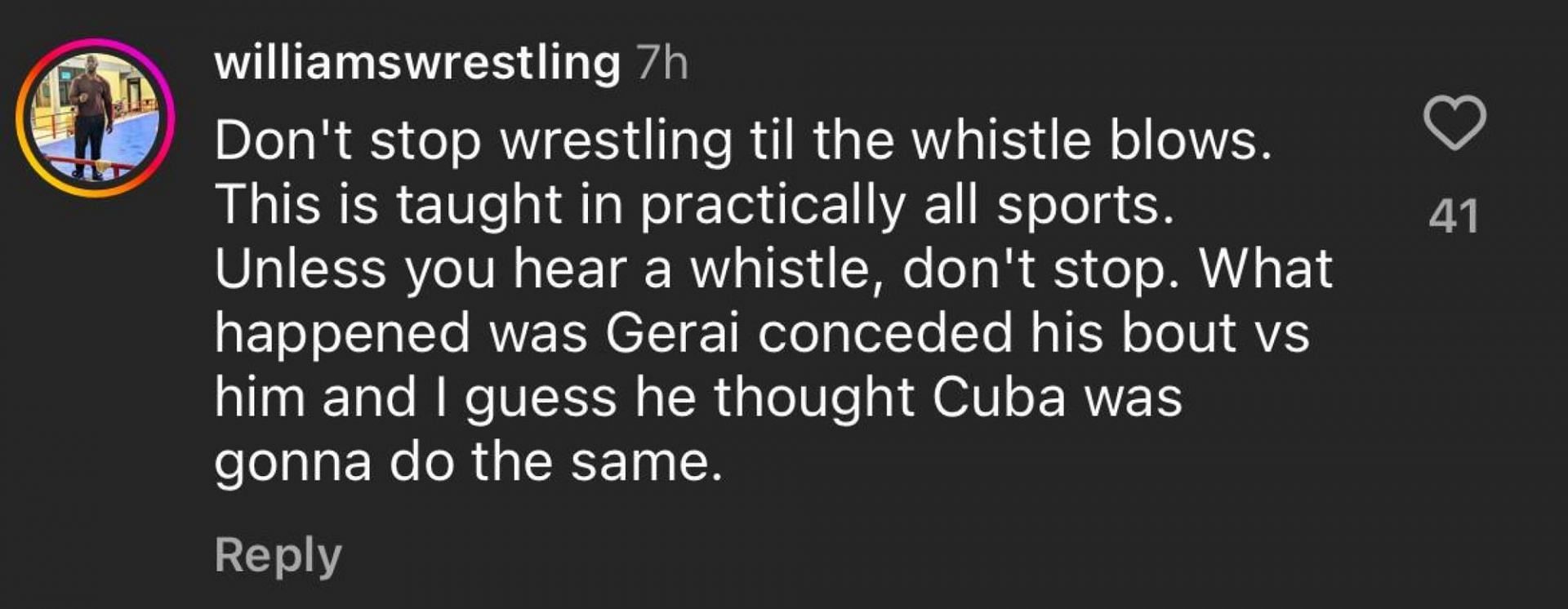 Fan comment; Instagram - @flowrestling