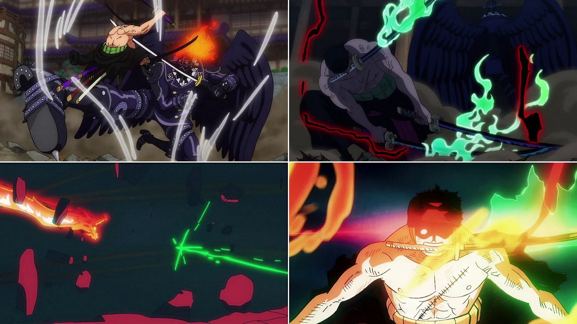 Zoro&#039;s fight with King in One Piece (Image via Toei Animation)