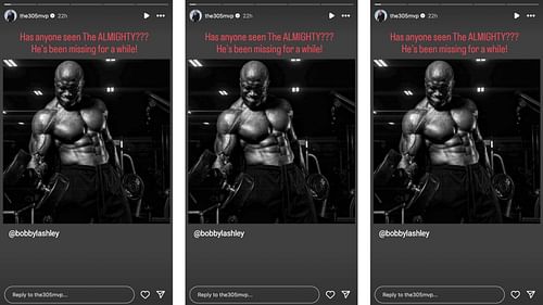 MVP sends message about Lashley on his Instagram story.