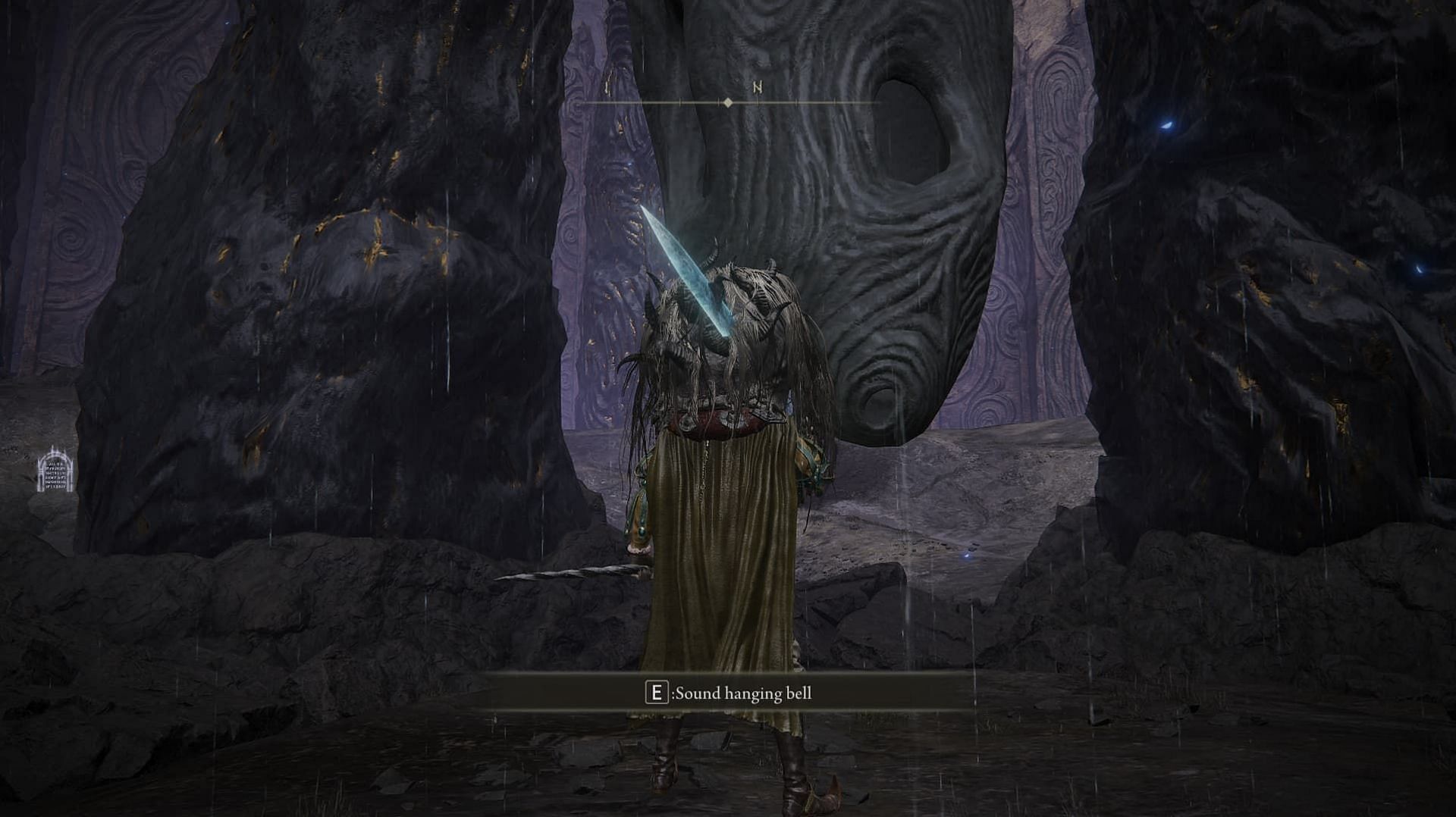 The hanging bell in the Finger Ruins of Rhea (Image via From Software)