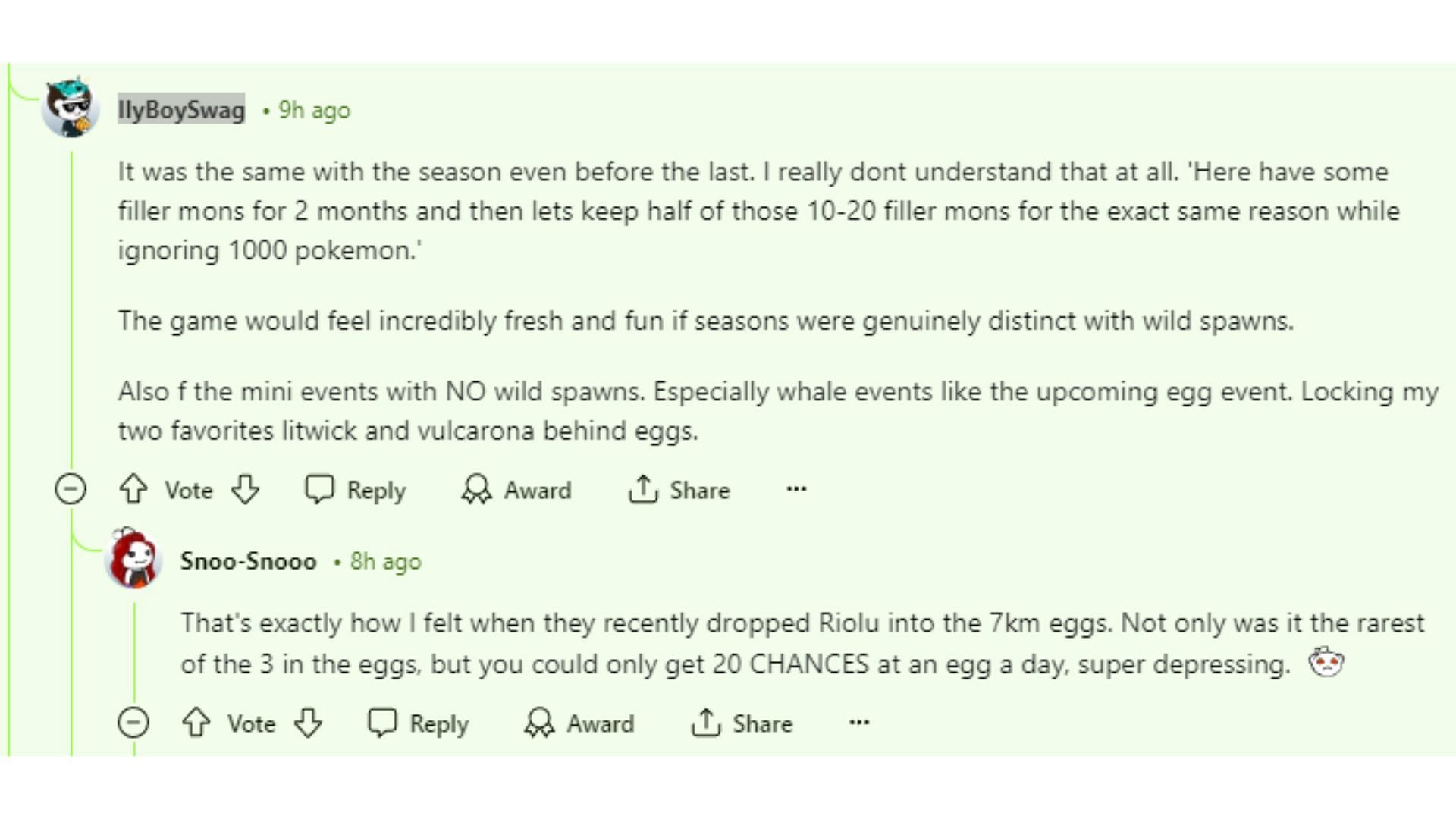 Post by user Foulmouth232 stirred up a discussion among disappointed Pokemon GO players (Image via Reddit)