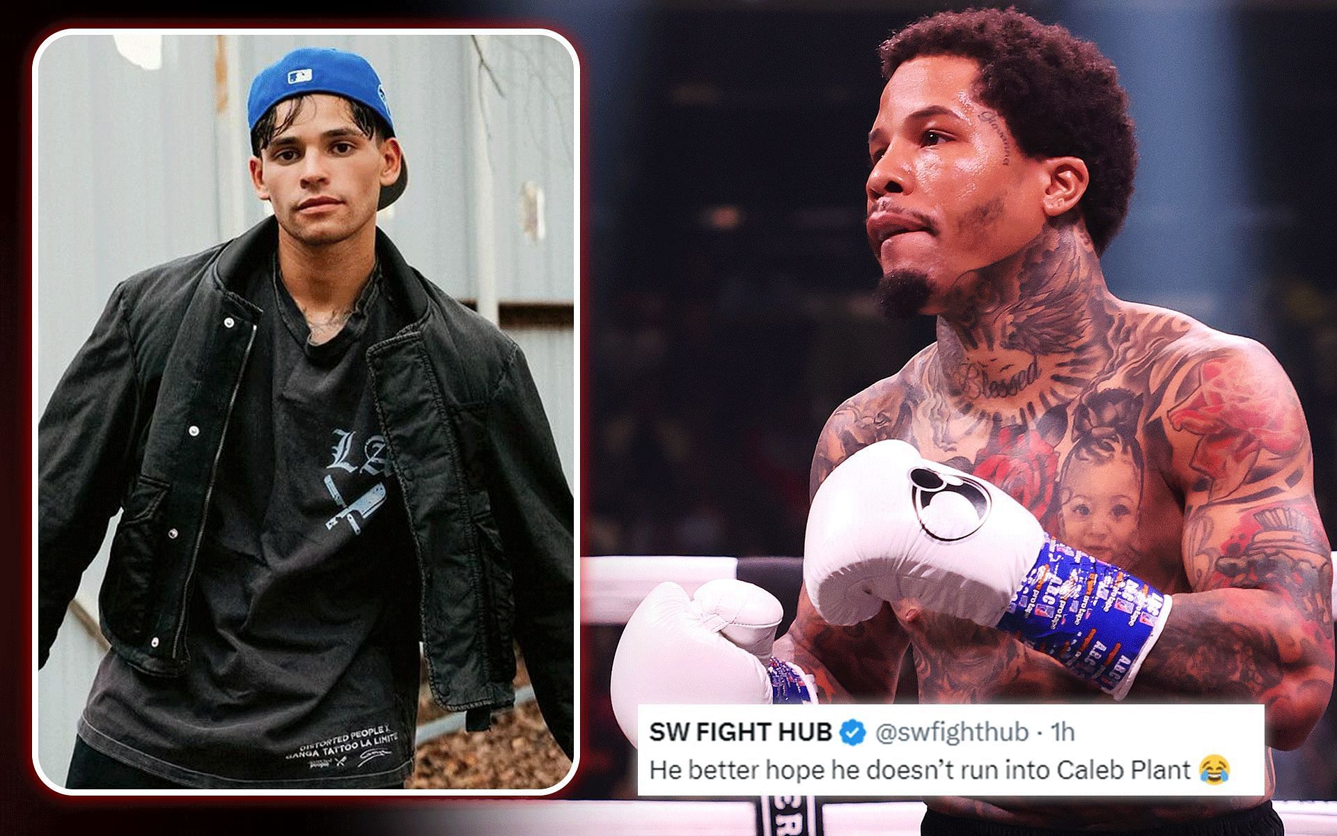 Fans react as Ryan Garcia's provoking 'Rematch Me B*tch' t-shirt at Gervonta  Davis fight leads to ringside hug