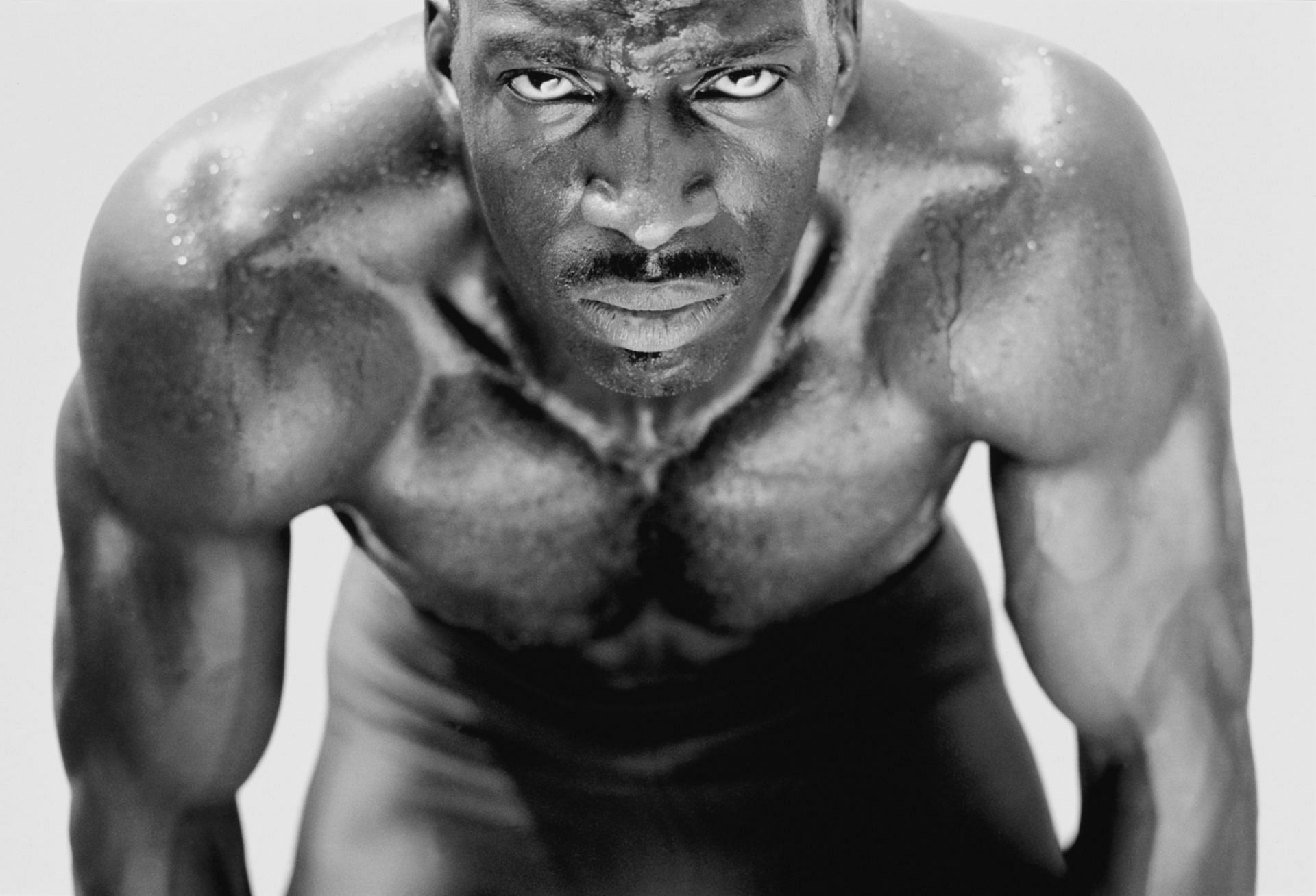 A portrait of Olympic and IAAF World Championship Gold medal winning 200 metres and 400 metres sprinter Michael Johnson of the United States on 20 June 2000 at Waco, Texas, United States. (Photo by Mike Powell/Getty Images)