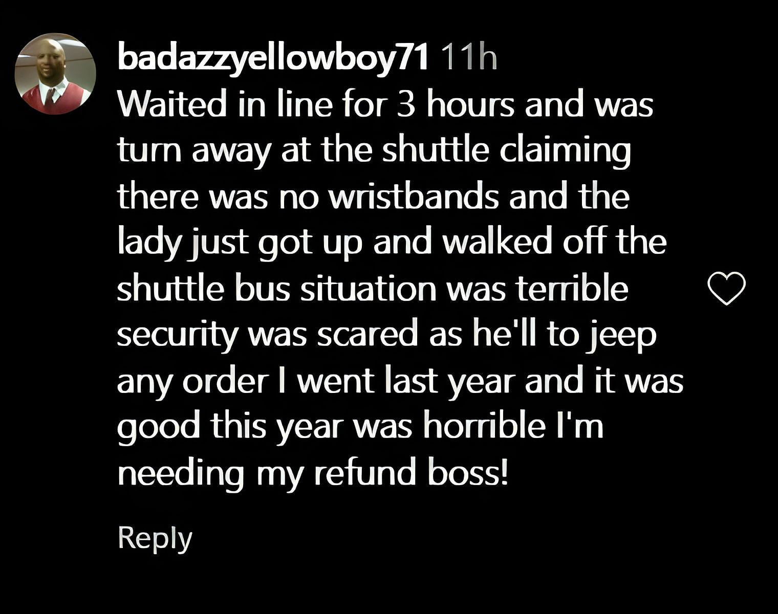 another netizen explains how he missed the show due to misorganization and demands refunds (Image via rickrosscarshow)