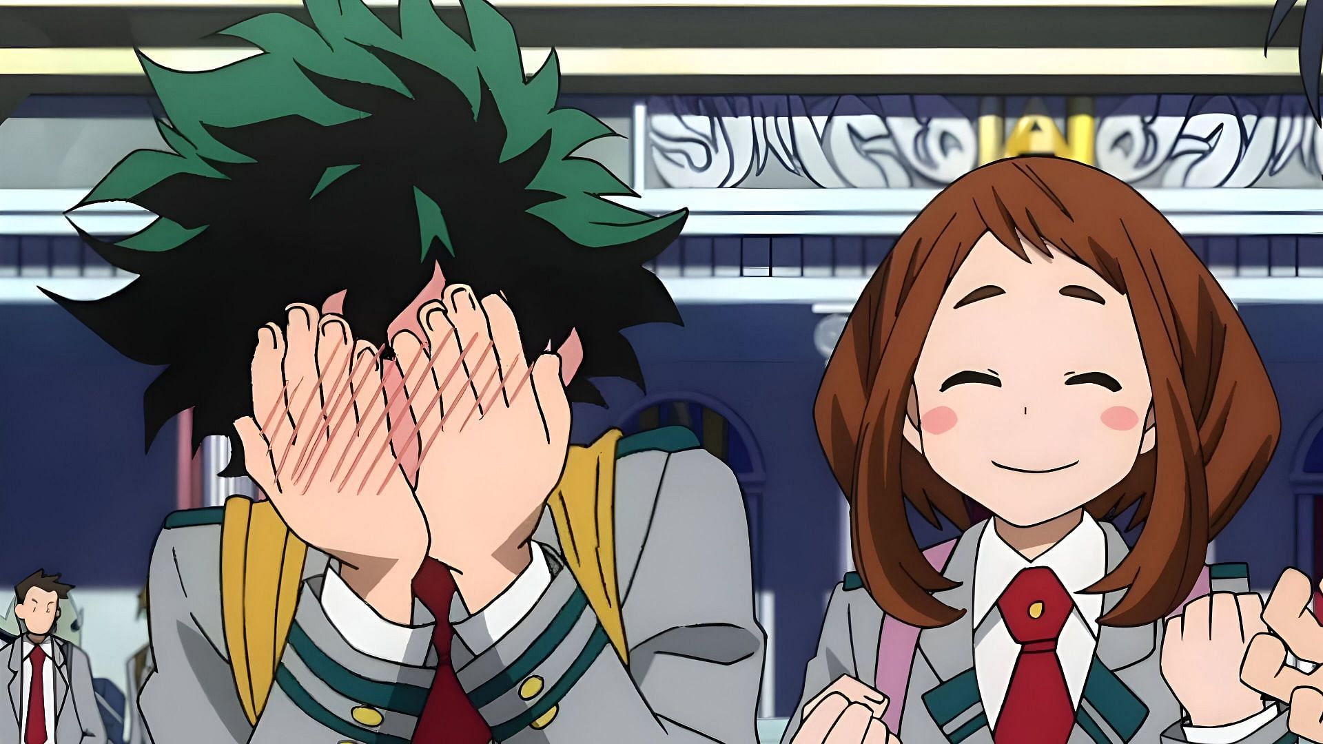 Deku (left) and Uraraka (right) (Image via Shueisha)