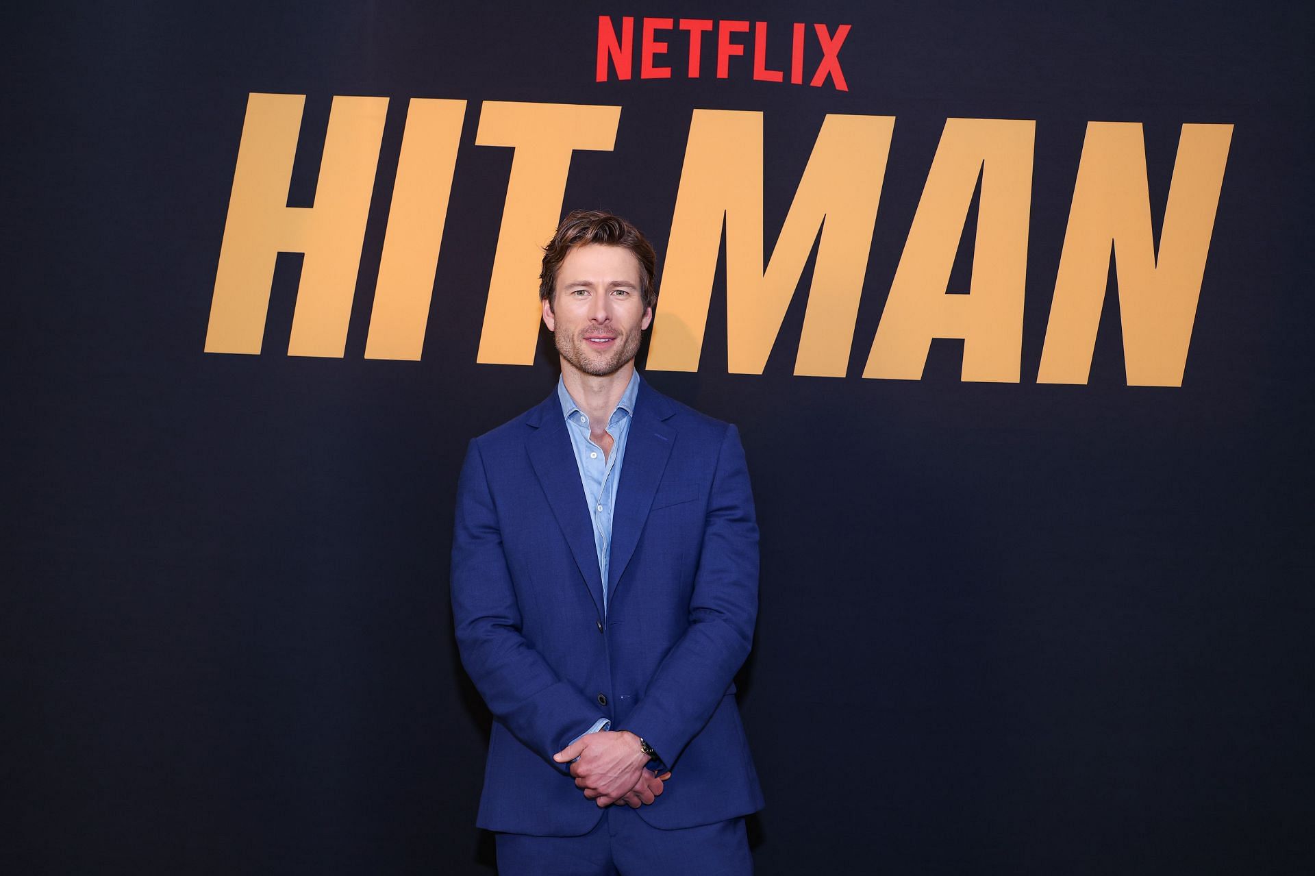 Glen Powell stars as Gary Johnson in Hit Man (Photo by Rick Kern/Getty Images for Netflix)