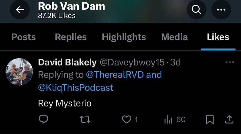 Screenshot of RVD&#039;s liked tweets