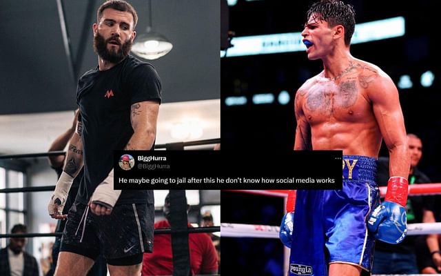 Going to jail" - Fans react as Caleb Plant hurls beer at Ryan Garcia and sparks full-on brawl at Gervonta Davis fight