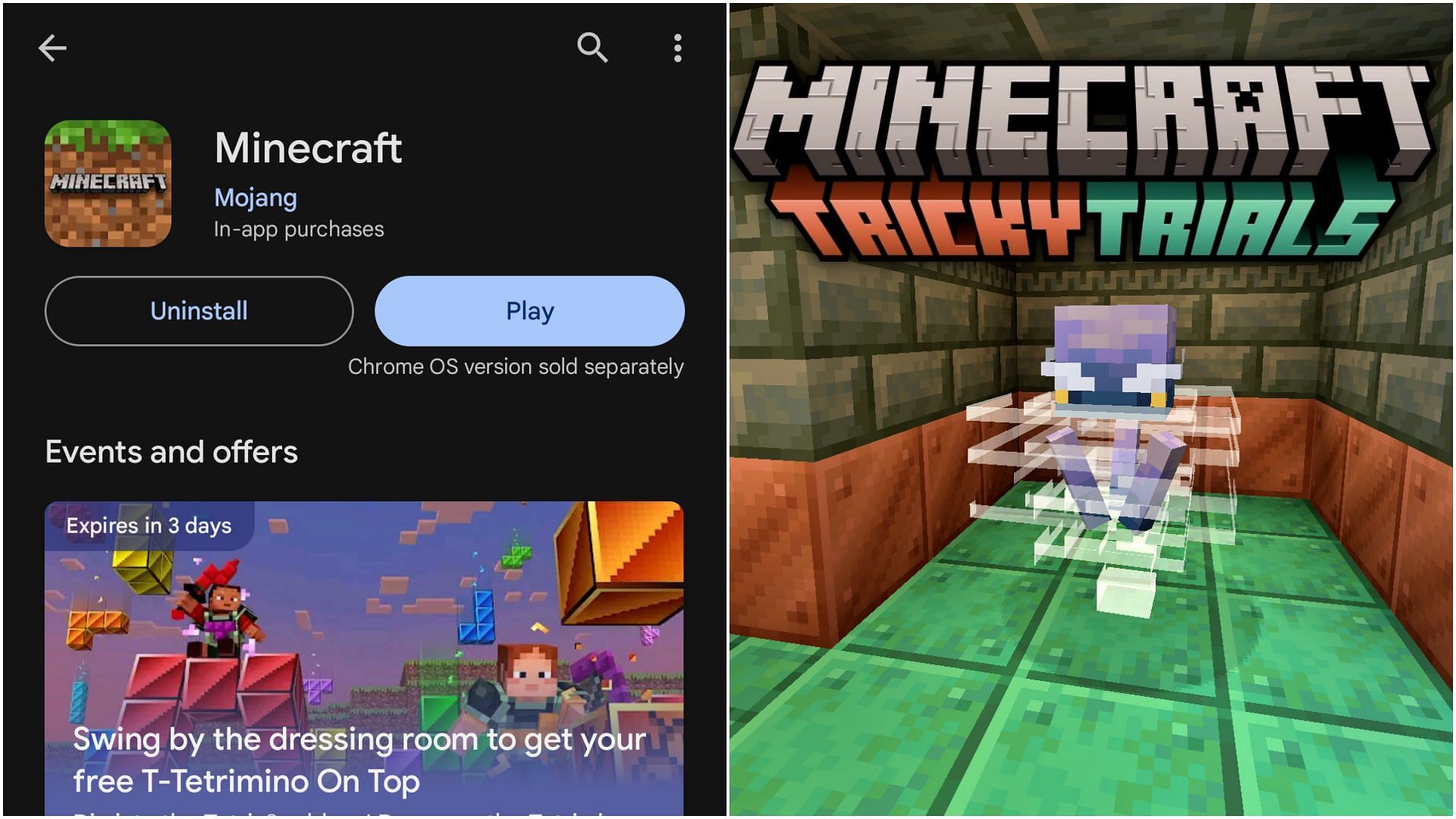 It is extremely easy to download Minecraft 1.21 update on mobile devices. (Collage via Sportskeeda)