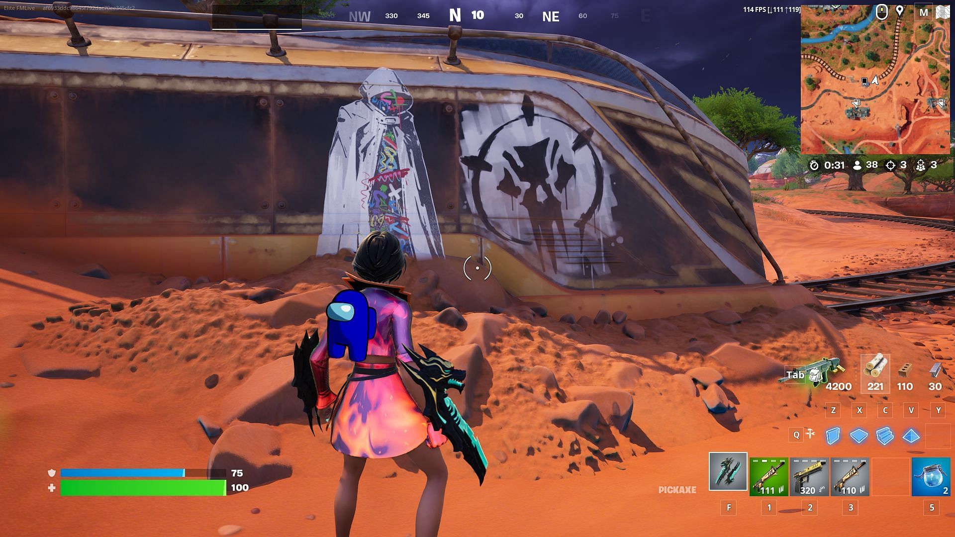 The Wanderer is prominently displayed on the train (Image via Epic Games)