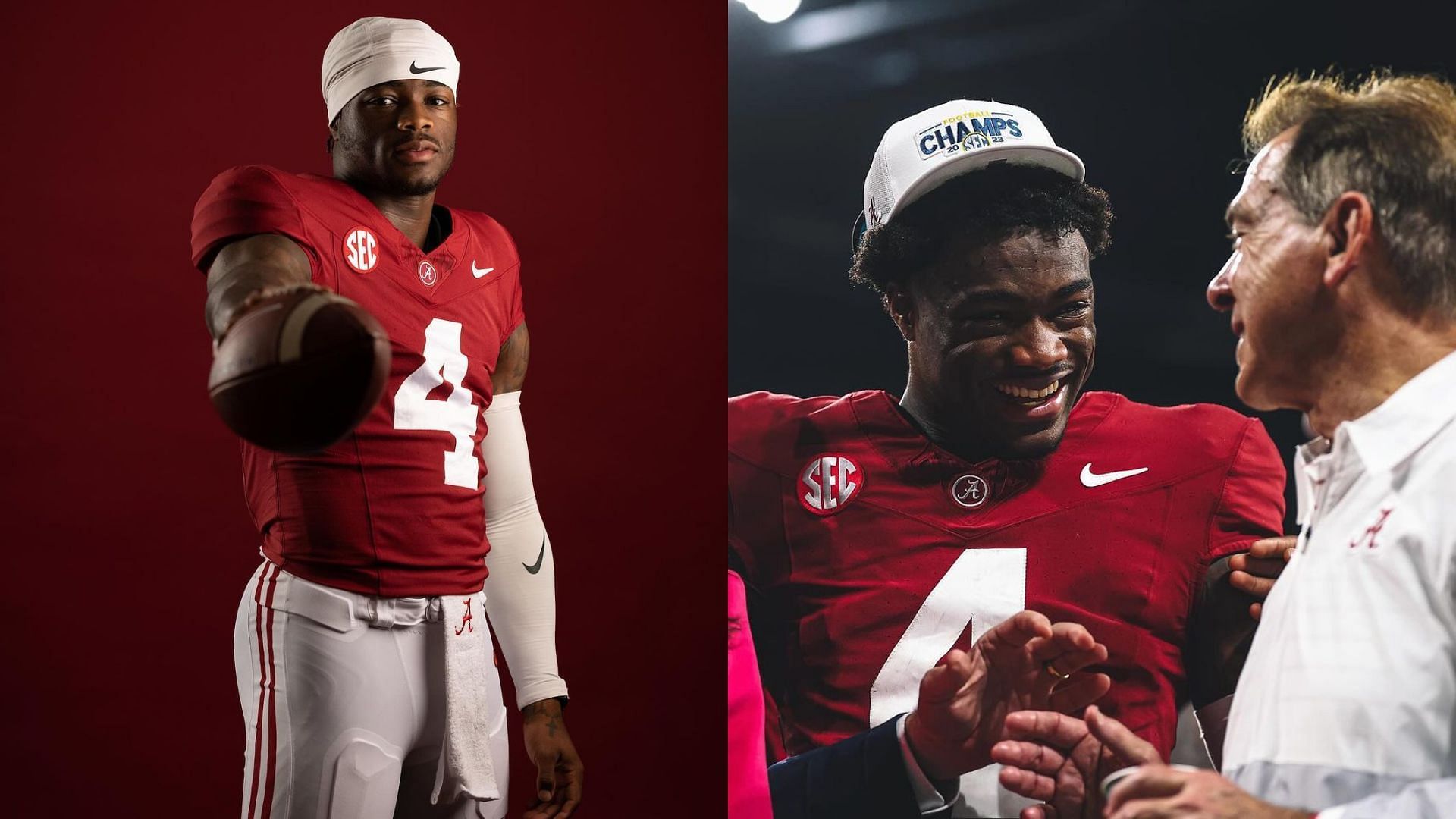 Jalen Milroe on winning mentality for the 2024 season (Images via @milticketfour and @alabamafbl on ig)