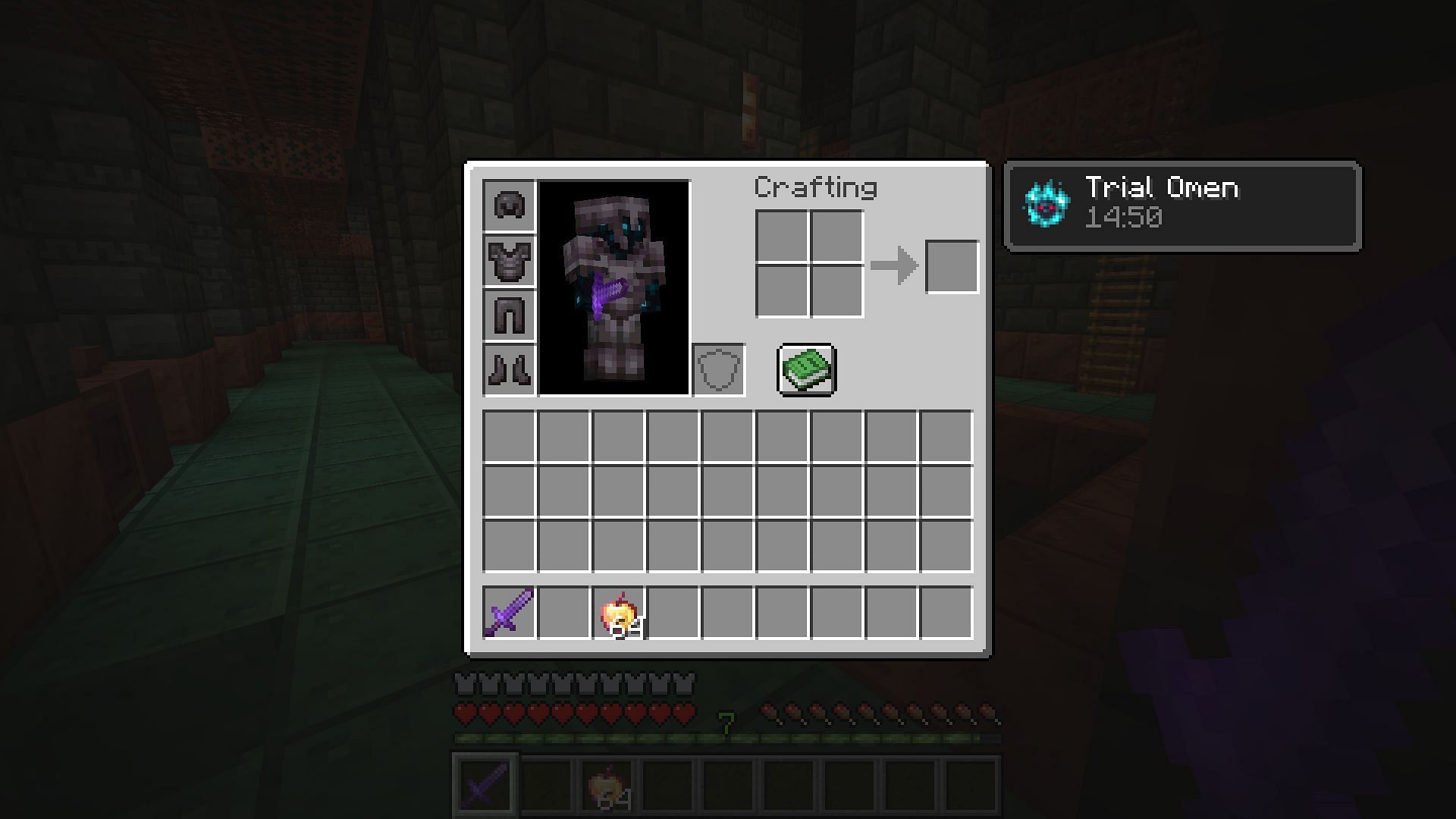 Bad Omen status effect changes into trial omen in trial chambers. (Image via Mojang Studios)