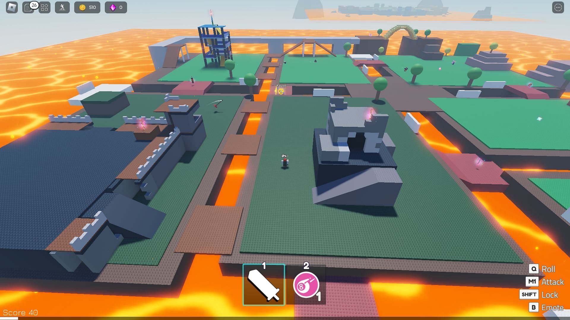 Battles take place on a large map (Image via Roblox)