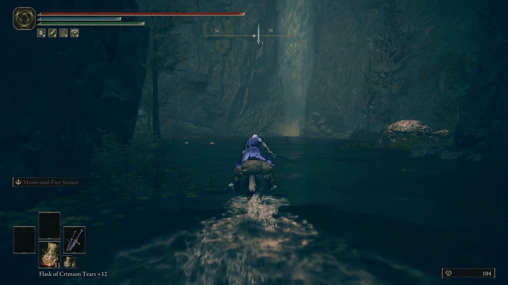 Go inside the cave beneath the big waterfall (Image via FromSoftware)