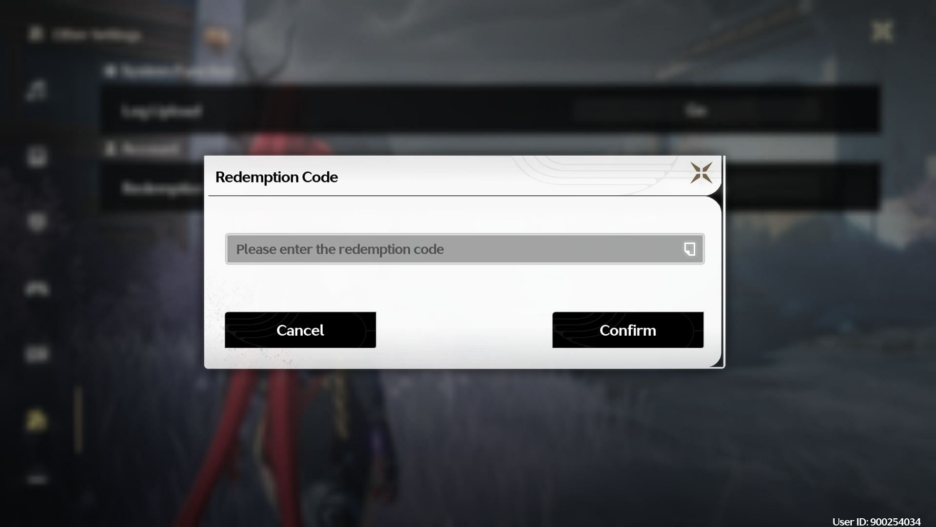 Paste the redeem codes in the dialog box (Image via Kuro Games)