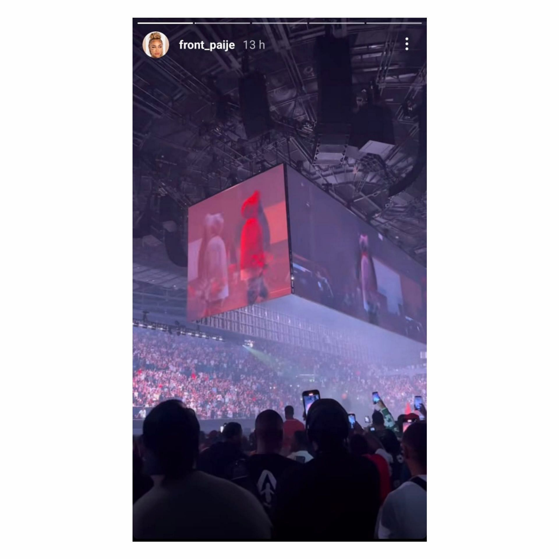 James Harden's girlfriend Paije Speights recording moments from Kendrick Lamar's "The Pop Out" (Image: Paije Speights/IG)