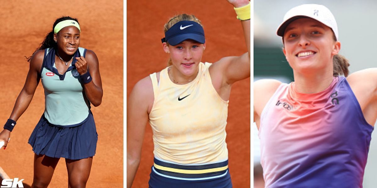 (From L-R) Coco Gauff, Mirra Andreeva and Iga Swiatek