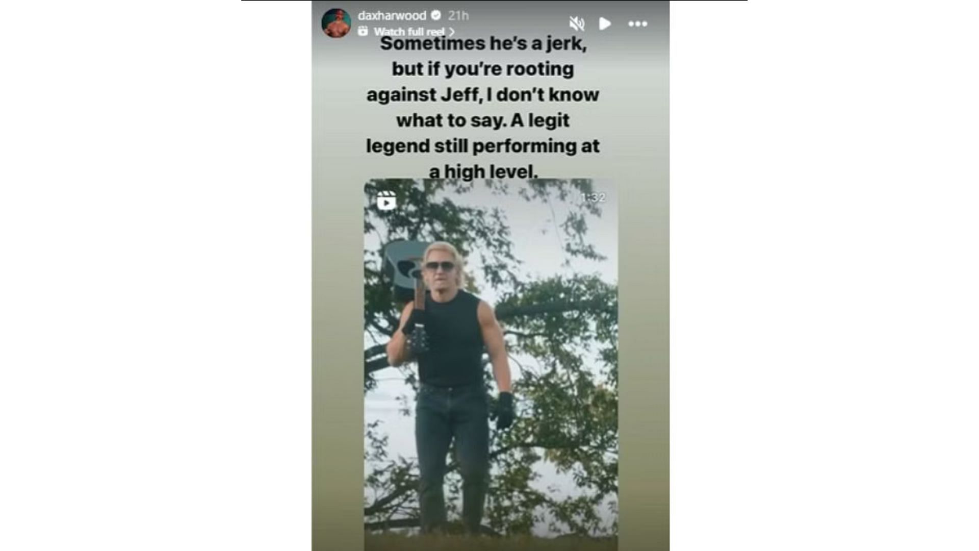 Dax Harwood backed up Jeff Jarrett [Image Credits: Harwood&#039;s Instagram profile]