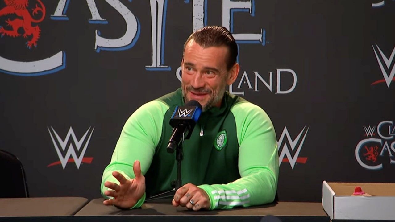 CM Punk addressed the media during the post-show [Image credits: WWE]
