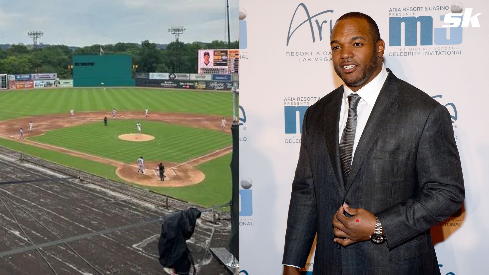 NFL linebacker Dwight Freeney took part in a celebrity softball game at Rickwood Field in Alabama