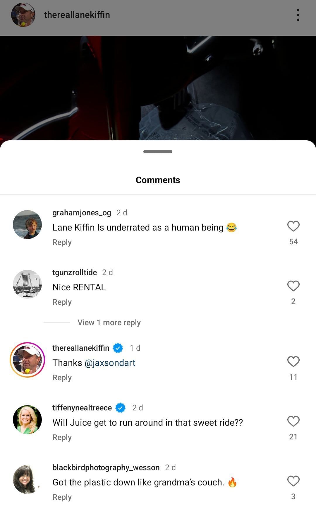 Kiffin's IG comment section