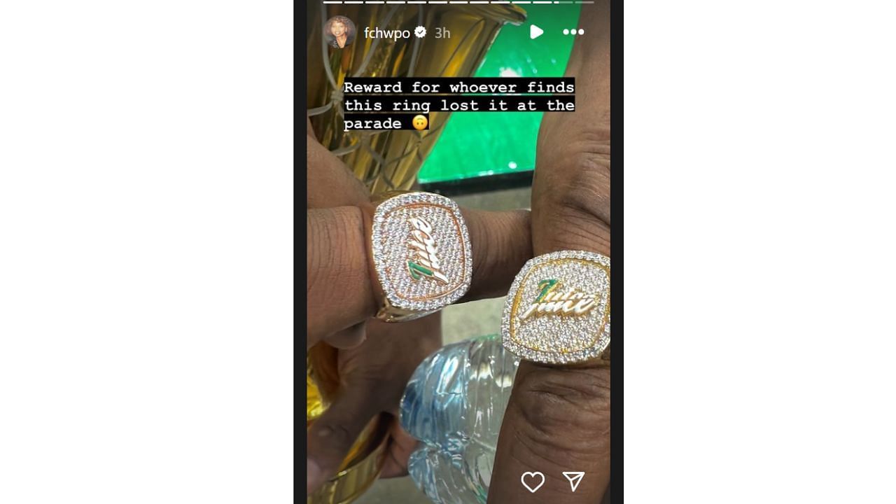 Jaylen Brown lost a valuable ring during the Boston Celtics&#039; championship parade celebration. [photo: Brown IG]