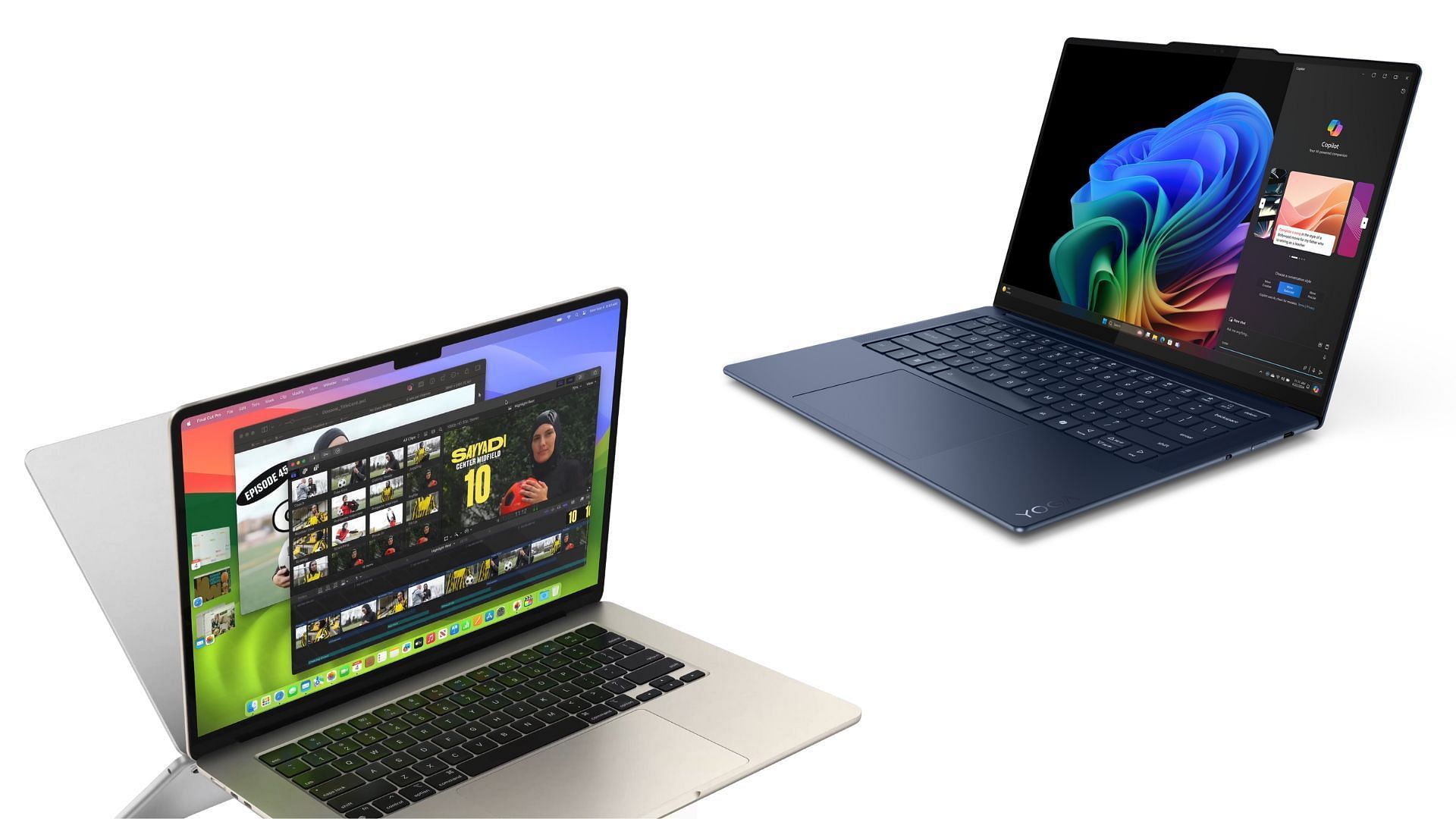 Comparing the specs of the Air and Yoga laptops (Image via Apple, Lenovo)