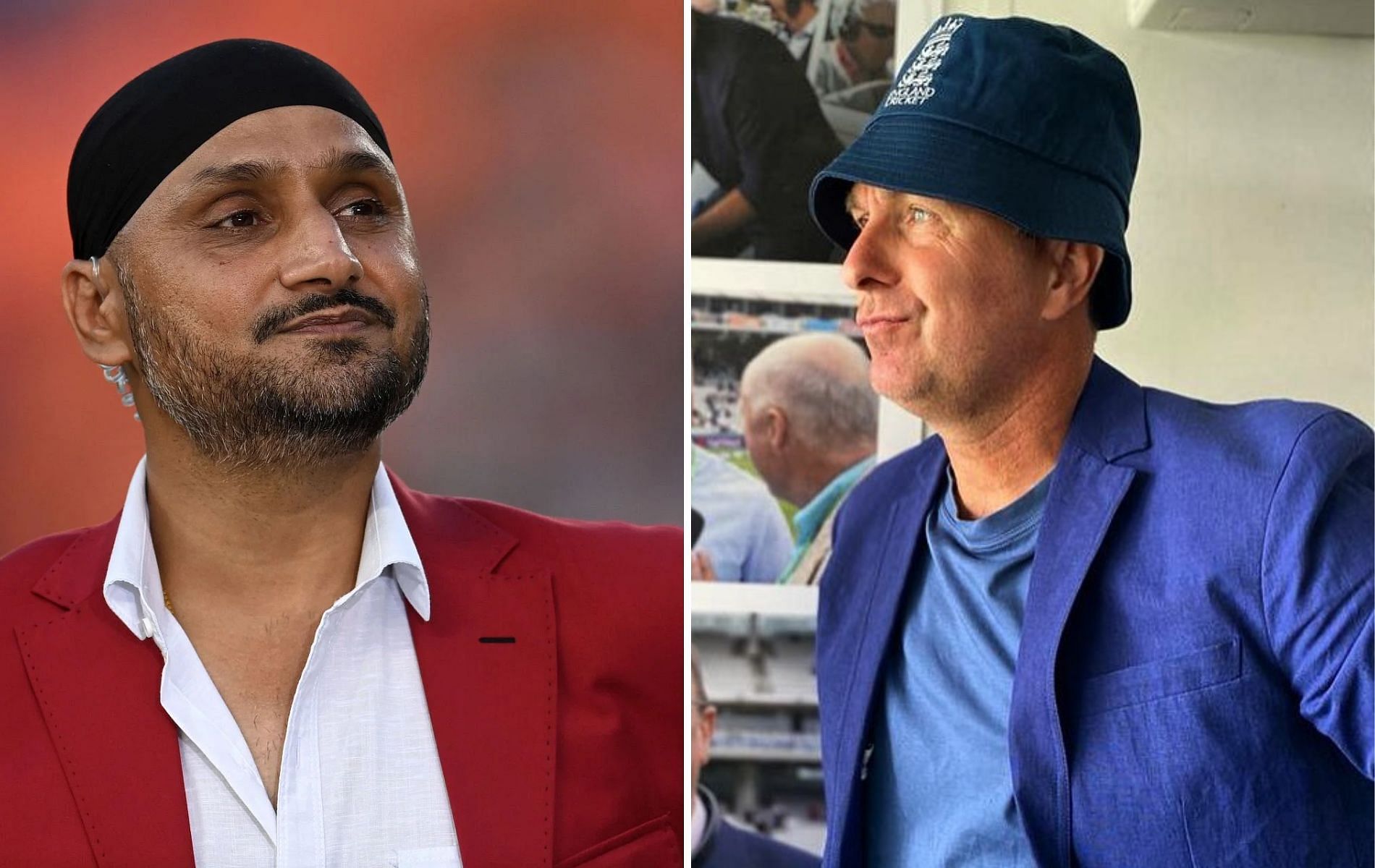 Harbhajan Singh (L) and Michael Vaughan.