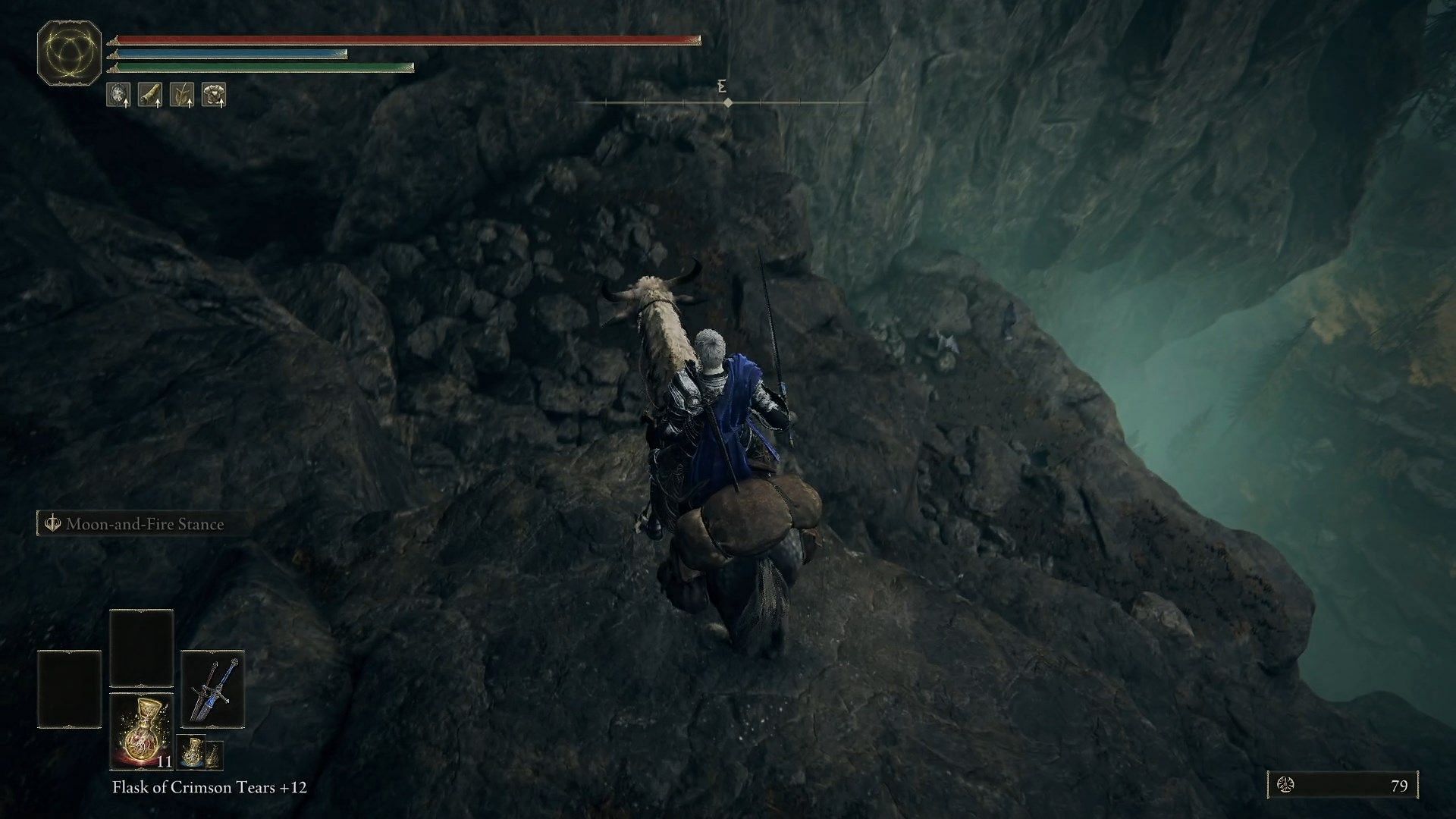 Use the rocky platforms to get to the bottom (Image via FromSoftware)