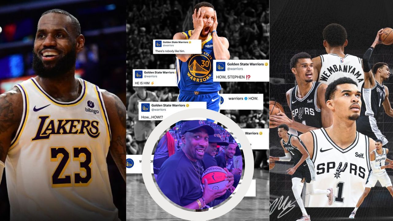 Gilbert Arenas shuts down narratives of Steph Curry  being a &quot;generational talent&quot; like LeBron James and Victor Wembanyama. [photo: Lakers, Warriors, Spurs and Arenas IG]