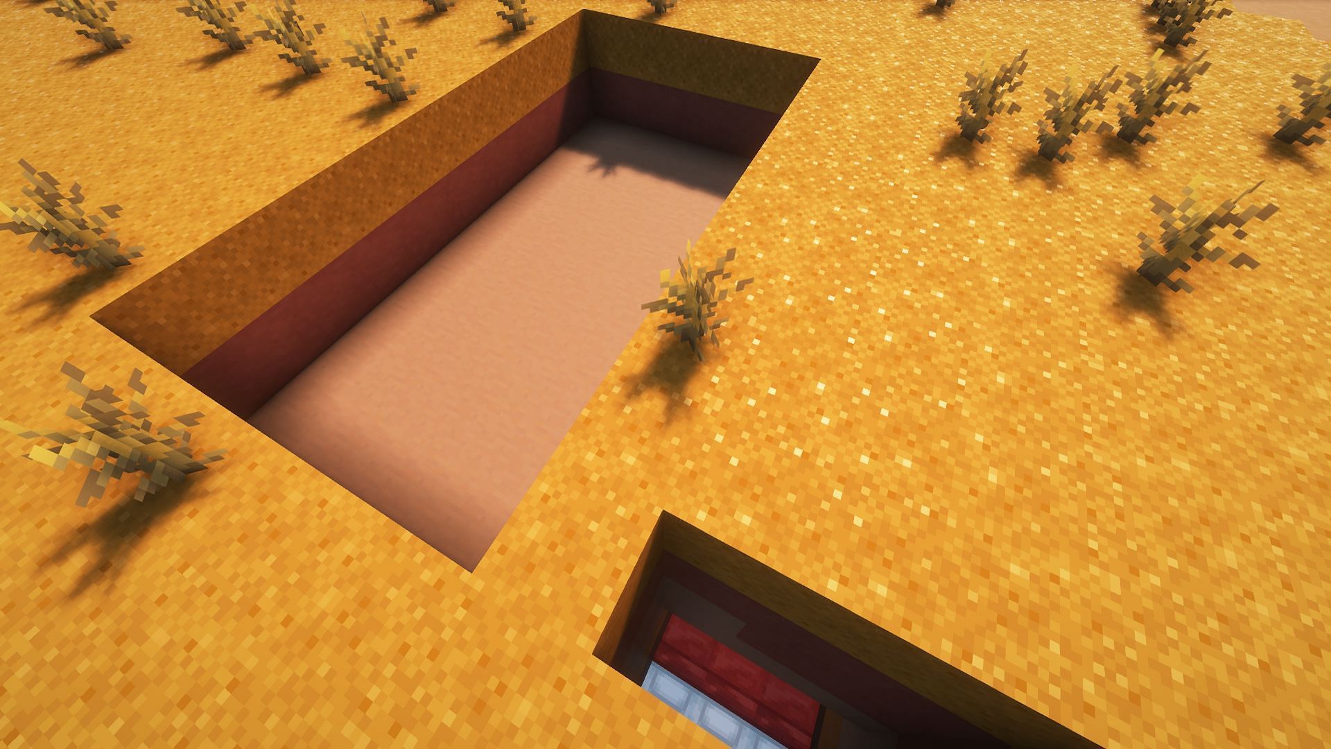 The hole in the ground that iron golems will spawn in (Image via Mojang)