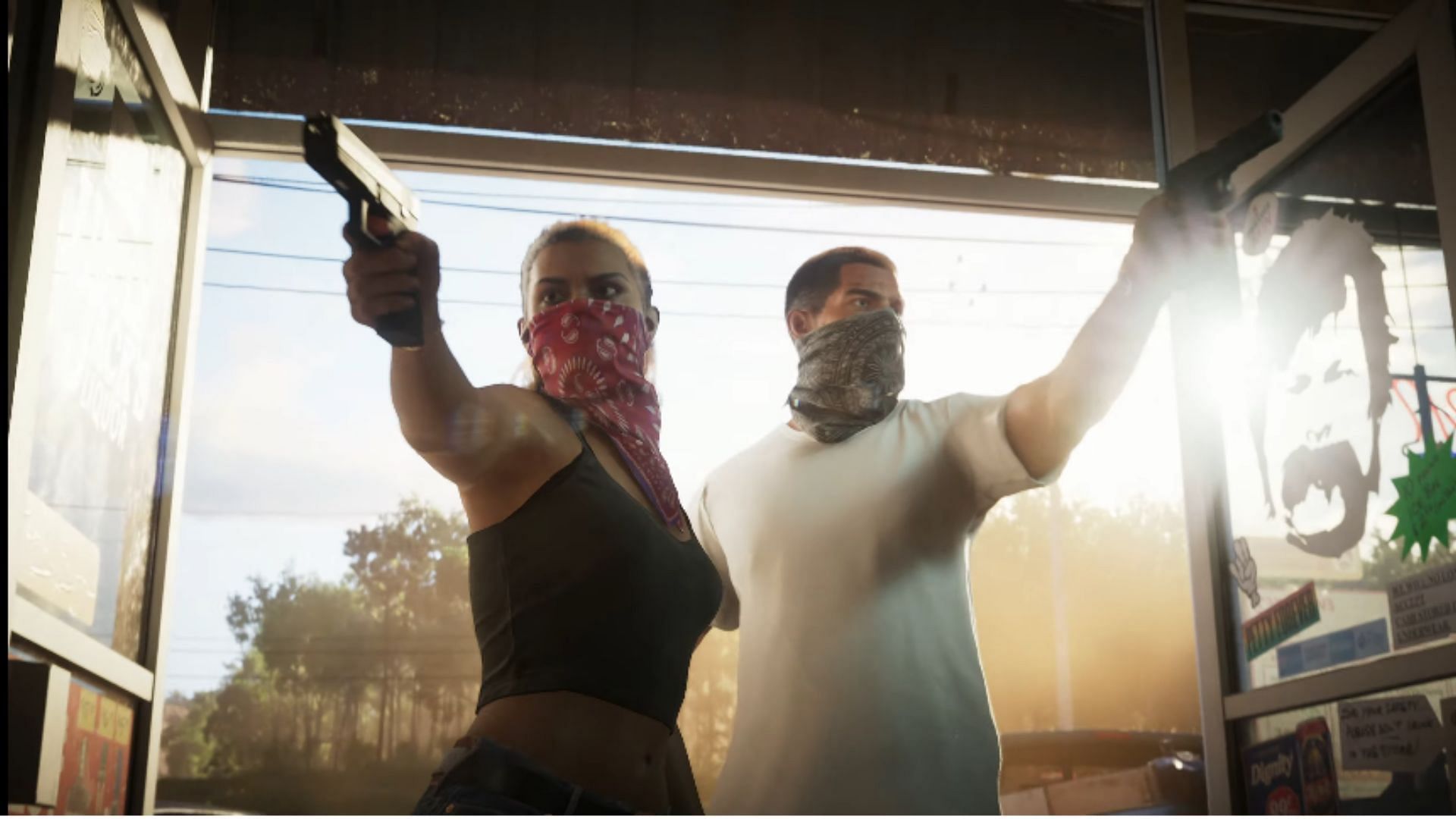 Lucia and her partner in the official GTA 6 trailer (Image via Rockstar Games)