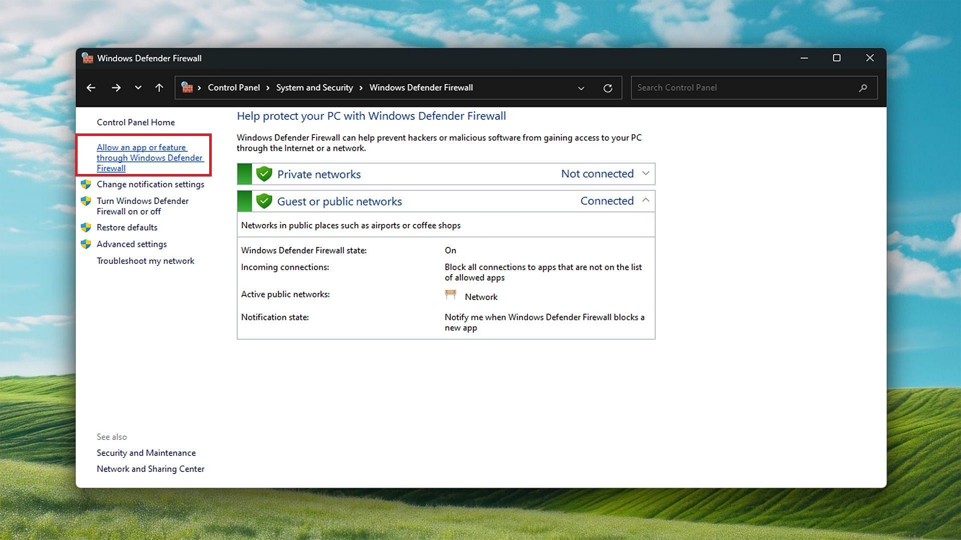 Allow Warzone through the Windows Defender Firewall (Image via Microsoft)