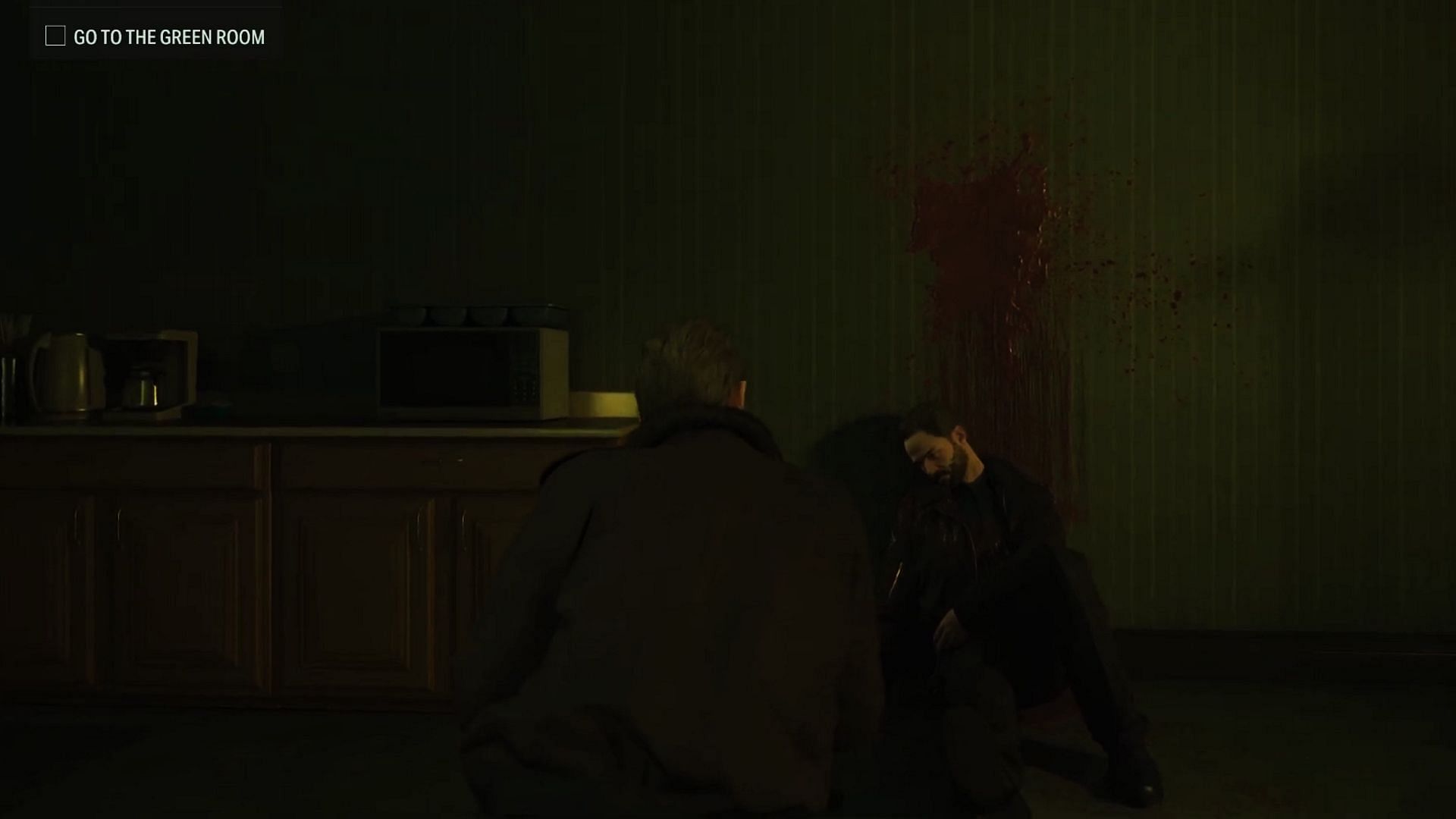 Interact with the dead body in the Green Room (Image via Remedy Entertainment)